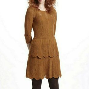 Knitted and Knotted Layered Dress in Caramel